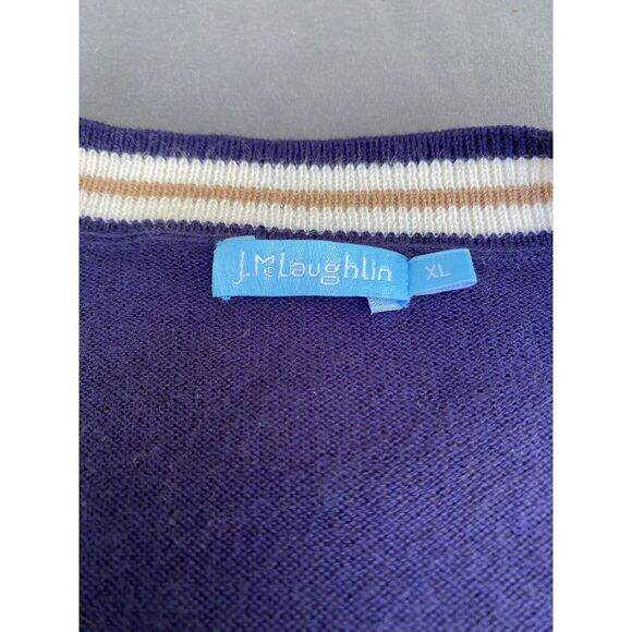 J McLaughlin Mens Sweater Size XL Blue V Neck Cashmere Blend Preppy Lightweight - Picture 2 of 6